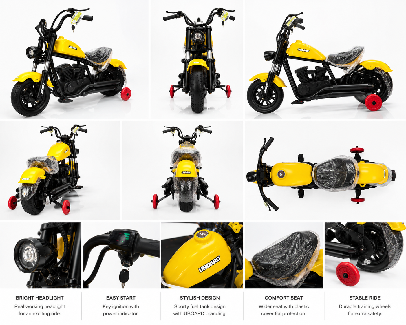 UBOARD Kids Electric Ride-On Motorcycle